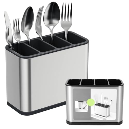 Organizador Escorredor de Talheres Inox Utensílios Com Drenagem de Água