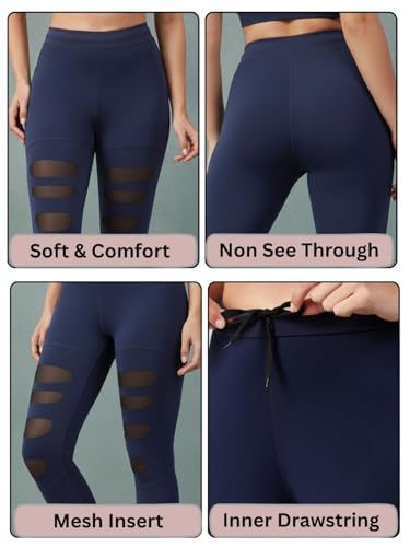 Image of BLINKIN Women's Sports Tights & Leggings with Mesh Insert : Ideal Gym Wear for Woman Active Wear, Yoga & Fitness - The Ultimate Gym Pants for Women Workout (5001)