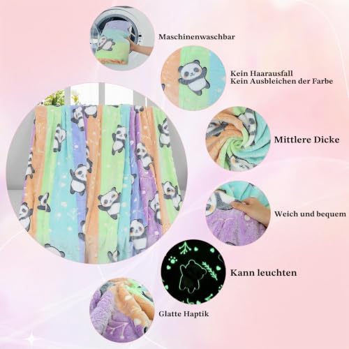 Kuscheldecke Kinder, Panda Decke Kuscheldecke Leuchtet im Dunkeln, Fleecedecke Geschenk für Mädchen… – Ansicht 4