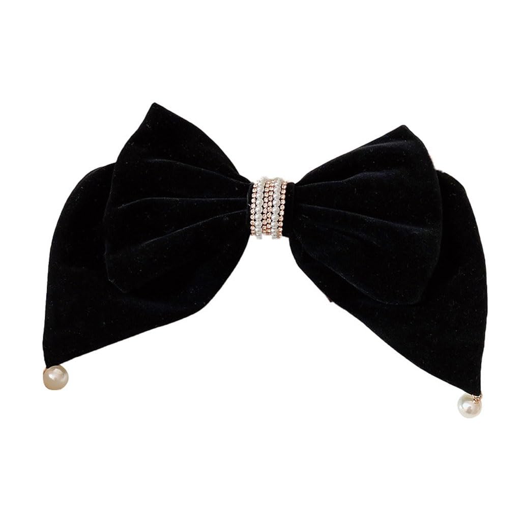 Pince à cheveux perles de diamant et velours noir, accessoire coiffure luxe