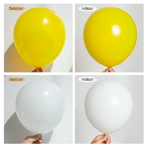 Image of 130Pcs 18 /12 /10 /5 Inch White and Yellow Balloon Garland Arch Kit | Assorted Size Latex Balloons for Wedding, Baby Shower, Birthday Party Decoration