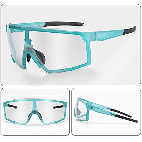 ROCKBROS Lunettes de Soleil Photochromiques Lunettes de Cyclisme Transparentes Goggles de Sport de Plein Air Protection UV400 Décoloration Intelligente PC Conduite Golf Pêche Unisexe Adultes Bleu/Noir - Image 6