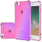 Gufuwo Coque pour iPhone se Case (2016), iPhone 5s Case, iPhone 5 Coque Mignonne Dégrafée, Dégradé Ultra-Mince Anti-Rayures en TPU Souple - Protection Antichoc Housse pour iPhone 5/5s/se Pink/Lila