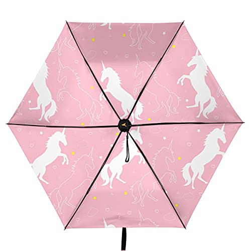 Parapluie pliable résistant licorne rose aux finitions durables - 2