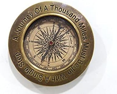 NauticalMart Handmade Brass Pewter Desktop Compass