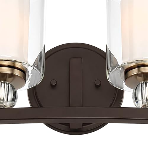Image of Minka Lavery 3080-416 Studio 5 Vanity Bath Light, 4-Light, 240 Total Watts, 33-in H x 9-in W, Painted Bronze with Natural Brushed Brass
