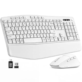 Luhaso White Wireless Keyboard and Mouse Combo