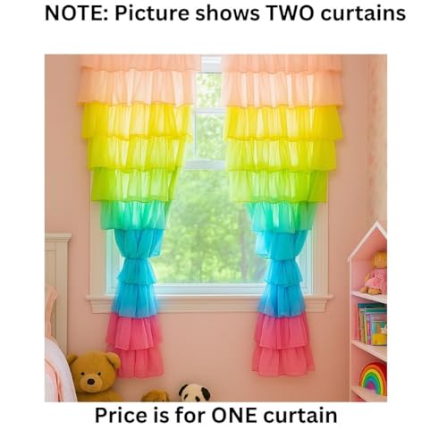 Image of NYSARG Decor Hub Ruffle Cotton Curtain for Window | Boho Style | Light Filtering Single Frill Curtain for Living Room, Bedroom, Kids Room & Kitchen (5 feet, 60 * 42inch) (Peach)