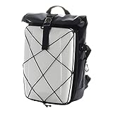 HIDEO WAKAMATSU ハイブリッドギアバックパック ロールトップ (ホワイト) 異素材MIXで近未来的な外観のバックパック 通勤 通学 撥水 防汚性 大容量