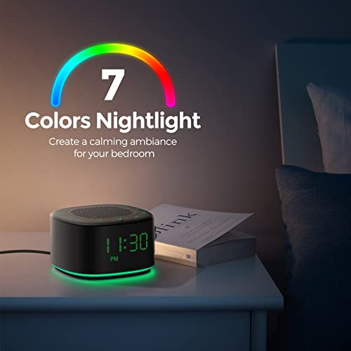 Housbay Alarm Clock Radio With Bluetooth Speaker, High-Fidelity Sounds, Dimmable Display, 4 Alarm Sounds, 7 Color Nightlight, Clock Radio For Bedroom #TOP6