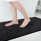 Homaxy Tappetino da Bagno Antiscivolo, Tappetino per Bagno in Memory Foam, Assorbente, Lavabile in Macchina - 60 x 90 cm, Nero