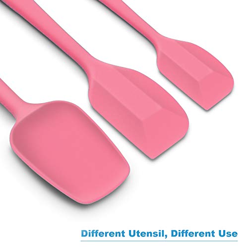 Silicone Spatula 3-Piece Set, Ergonomic Handle High Heat-Resistant Spatulas, Non-Stick Rubber Spatulas With Stainless Steel Core, Pink #TOP2