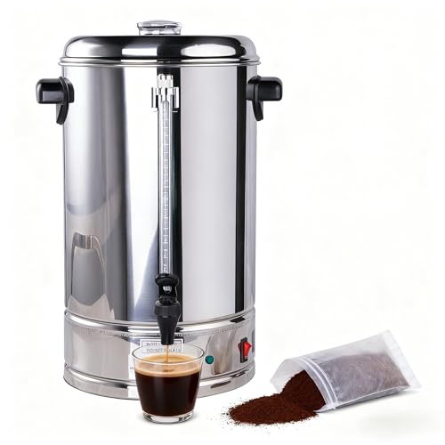 CLIVIA 100 Cup Coffee Urn, Commercial 15L Percolator Coffee Urn, Stainless Steel Large Coffee Maker Machine for Catering Party Office
