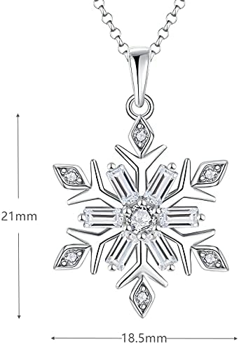 JO WISDOM Women Necklace,925 Sterling Silver Snowflake Pendant Necklace with 3A Cubic Zirconia