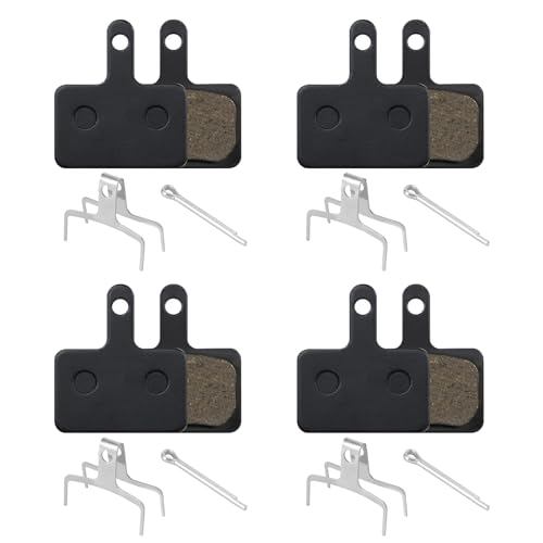4 pares de pastillas de freno de bicicleta, pastillas de freno de disco de bicicleta semimetálicas de resina y resorte compatibles con Tektro Shimano TRP Deore B01S M515 M525 C501 C601 M415 M416 M485