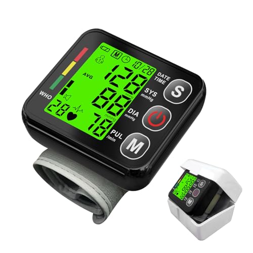 Tensiómetro de Muñeca,Tensiómetro Digital,Monitores de presión arterial automáticos precisos de muñeca, presión Gran Pantalla Memoria 2 * 99 Medición Precisa Aparato Tension Arterial (negro)
