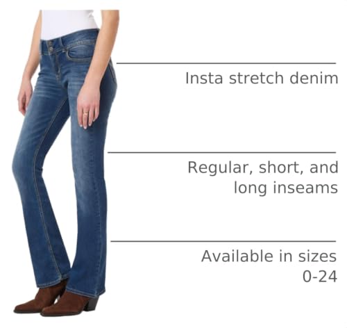 Image of WallFlower Luscious Curvy Bootcut Jeans for Women, Mid-Rise Insta Stretch Denim, Size-Inclusive Juniors Jeans