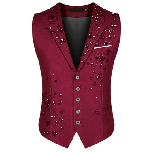 Mnjyihy Men Suit Vest Solid Casual Business Blazer Vests Lightweight Waistcoat Slim Fit Vest For Suit Or Tuxedo