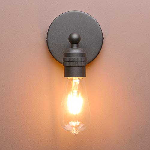 Yosoan Vintage Industrial Farmhouse Candlestick Wall Lamp, 2-Pack Minimalist Single Socket Loft Sconce Mini Naked Head Simplicity Matte Metal Wall Lamp (Black) - Image 7