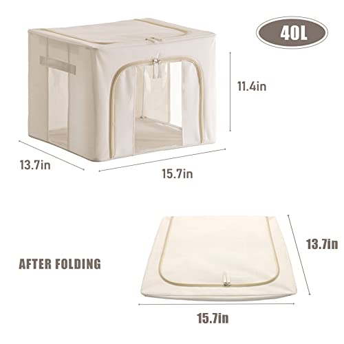Clothing Storage Bags With Zipper And Iron Frame,2 Pack 40L,Closet Organizers And Storage Bins,Closet Sweater Organizer,Quilt Storage Bin Under Bed,Kids&Baby&Adult Airtight Clothing Storage Containers #TOP1