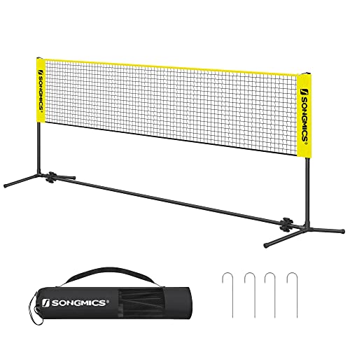 SONGMICS Red de Bádminton de 4 m, Red de Voleibol con Postes Ajustables en Altura, Red Portátil pa