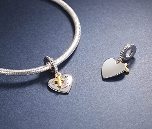 Love Heart Charm Fit for Charms Bracelet Christian Bible Verse Cross Charm Prayer Faith Religious Jewelry Gifts for Women4
