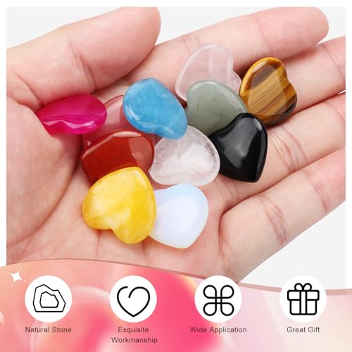 24 Pcs Healing Crystals, Heart Shaped Crystals and Gemstones Set, Reiki Chakra Energy Balance Crystal Set, Polished Pocket Stones in Spiritual Healing Meditation for Yoga Beginners - Image 3