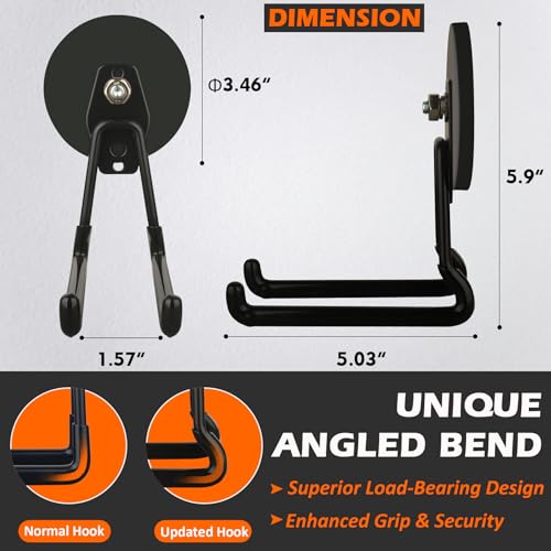 Image of MUTUACTOR Upgraded Magnetic Hooks Heavy Duty,40lbs Anti-Scratch Garage Large Magnet Hooks,2-Pack Super Strong Magnetic Garage Hooks for Organizing Impact Drivers Trailer Cord Garden Tool Box