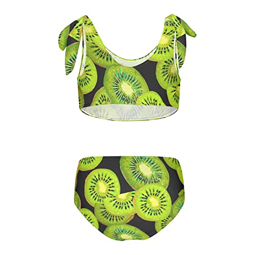 Image of Aflyko Fruit Girls' Swimwear Kiwi Green Summer 2-Piece Bikini Set Summer Swimsuit Holiday Bathing Suit Pool Party Beachwear Water Sport Tankini Set 5-6T