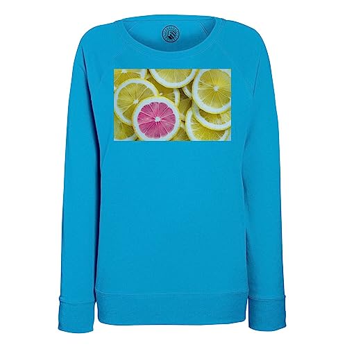 Sweatshirt femme rondelles de citrons doux et respirant motif nourriture frais