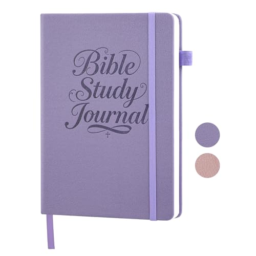 Bible Study Journal, Embossed Leather Cover, Church Notes Notebook, Guided