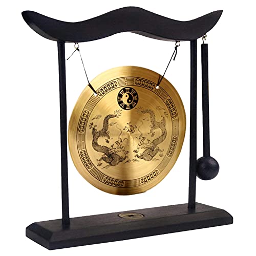 Uenede Brass Desktop Gong Feng Shui Zen Art Chinese Style Clear Sound Fortune Table Collectible...