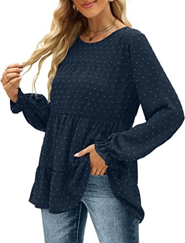 Womens Tops Casual Long Sleeve Blouses Winter Maternity Clothes Navy L #TOP2