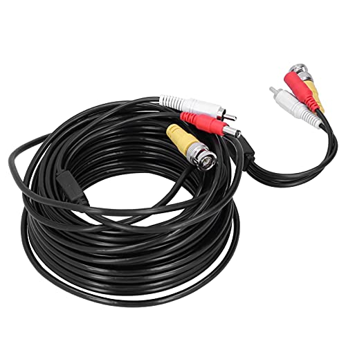 NutriEss 30m CCTV Cable 3 in 1 Video Audio Power BNC RC A DC Connector for DVR Surveillance Systems (20m / 65.6ft)