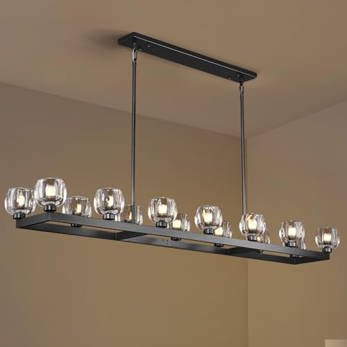 72 Inch Black Rectangle Wagon Wheel Chandelier