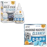 ACTIVE Washing Machine Cleaner and Mold Stain Remover - Includes 24ct Washer Cleaning Tablets and 7oz Mildew Stain Remover Gel