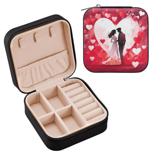 JUMBEAR Portagioie da viaggio per coppie di San Valentino, da donna, portagioie da viaggio, piccolo portagioie per collane, bracciali, orecchini