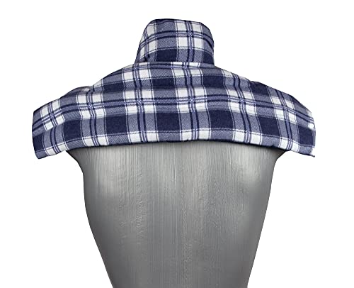 Cherry Stone Pillow Shoulder and Neck Pillow with Collar Heat Cushion Neck for Microwave Cherry Stones Flannel Checked Blue