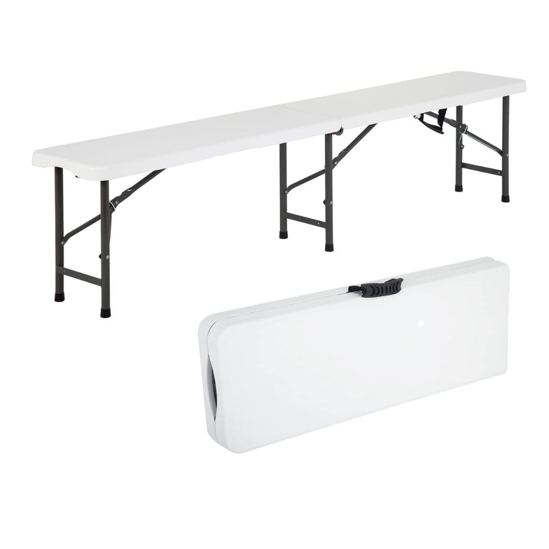Folding in half Bench for Indoor, Outdoor Picnic, Portable with Carrying Handle, Waterproof,for Picnic Camping Dining Party, Sturdy Steel Frame.طاولة قابلة للطي