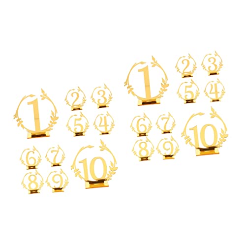 ifundom 20 Piezas Fiesta Boda Recepción DIY Catering Acrílico Soportes Números De Tarjeta para Número Evento Lugar Asientos Proyectos con Recepciones Rústicas Decoración Signo Dorado