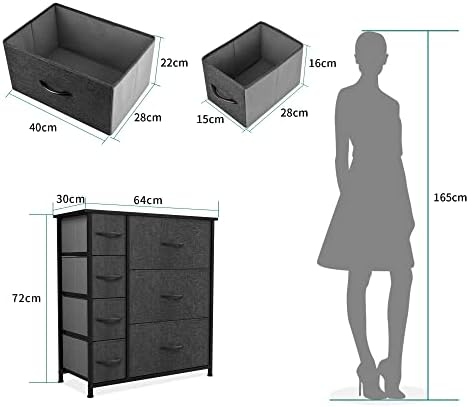 YITAHOME Chest of Drawers, Cationic Fabric 7-Drawer Storage Organizer Unit for Bedroom Living Room Closet, Sturdy Steel Frame, Easy Pull Fabric Bins & Wooden Top, Fabric Dresser