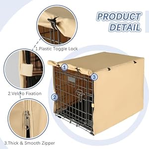   Dog-Crate-Cover-Double-Door-Waterproof-Pet-Kennel-Cover-Durable-600D-Polyester-Protective-Cage-Cover-for-2430364248-Inch-Dog-Crate-Beige