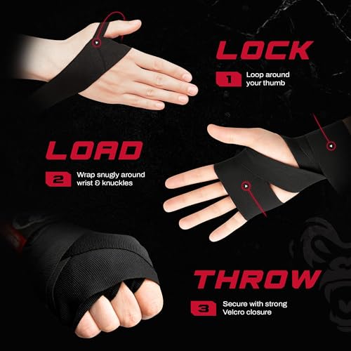 Beast Gear Boxbandagen 4,5m Elastisch mit Daumenschlaufe – Handbandagen für Boxen, MMA, Muay Thai Baumwolle mit Klettverschluss