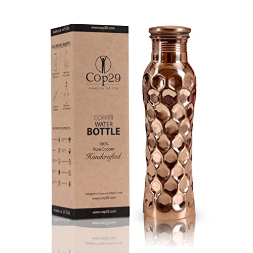 COP29 Botella de Agua de Hada de Cobre Puro Hecha a Mano: un Recipiente de Cobre ayurvédico,...
