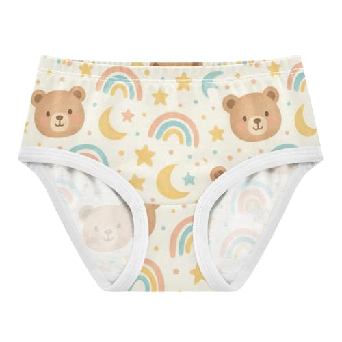 Joisal Cotton Toddler Girls Underwear Cute Bear Rainbows Beige Cute Panties Girl Fun Kids Undies Briefs 2t
