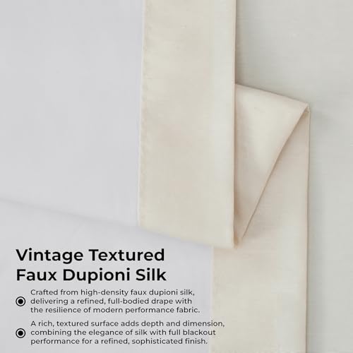 Image of HPD Half Price Drapes Faux Silk Blackout Curtains 108 Inches Long for Bedroom & Living Room Vintage Textured Blackout Curtain (1 Panel), 50W x 108L, Off-white