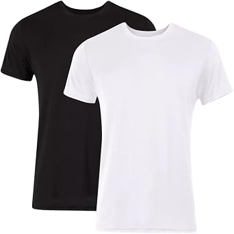 Hanes Ultimate Mens Originals Supersoft T-Shirt, Viscose from Bamboo Undershirt, 2-Pack, Black/White-2 Pack