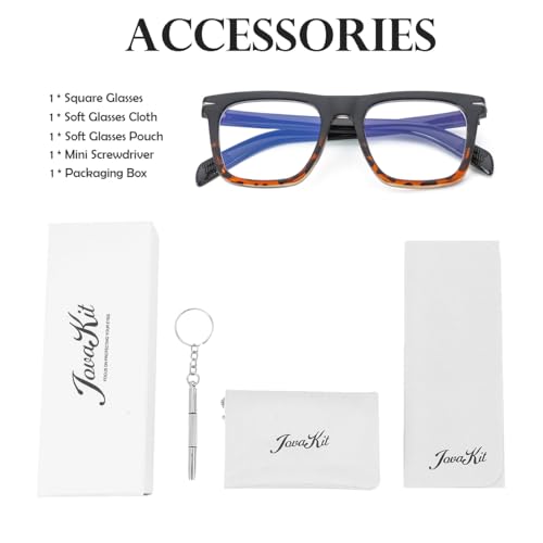 Image of JOVAKIT Square Frame Glasses for Women Men Non-prescription Clear Lens Eyeglasses Anti-Blue Light Lens Eyewear