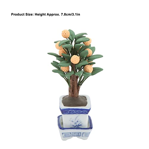 1/12 Casa de Bonecas Vaso de Laranjeira Viva Casa de Bonecas Em Miniatura Planta Folheada para Decor