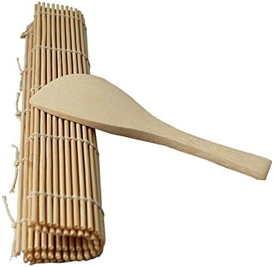 sweettown CHEAP CONVENIENT Sushi Rolling Maker Bamboo Material Roller DIY Mat +A Rice Paddle